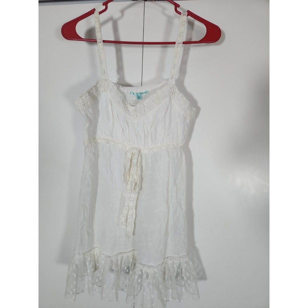 Rhapsodielle White Lace Sleeveless Dress Size Small Y2K